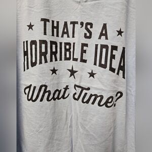 Women's Clothes~ "That's A Horrible Idea What Time" V-Neck Blue T-Shirt Sz XXL